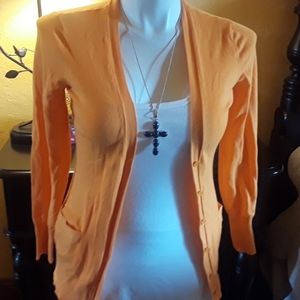 Liz Claiborne bright orange cardigan